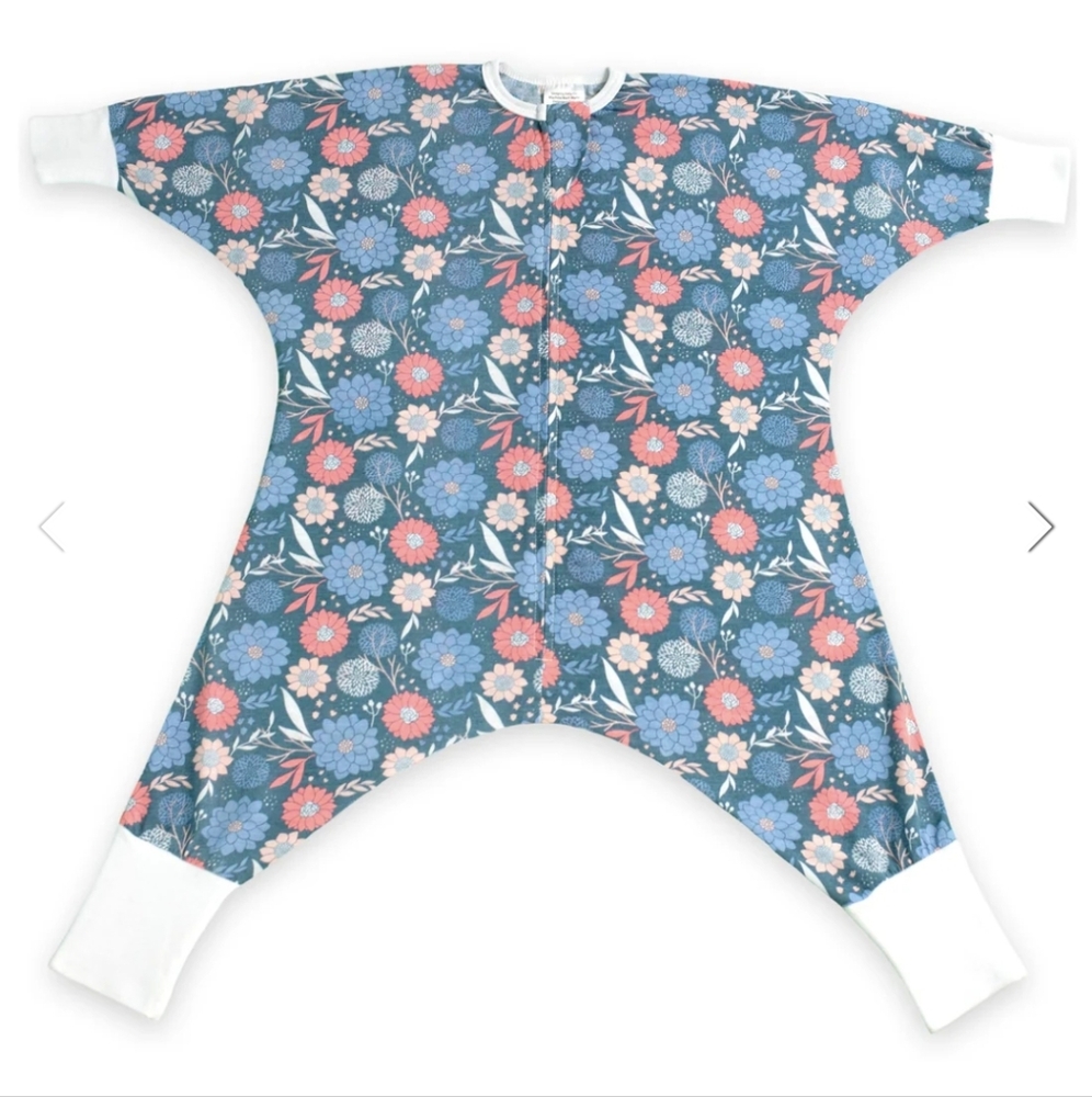 Sleeping Baby Navy Flower Flying Squirrel Pajama Sleeper